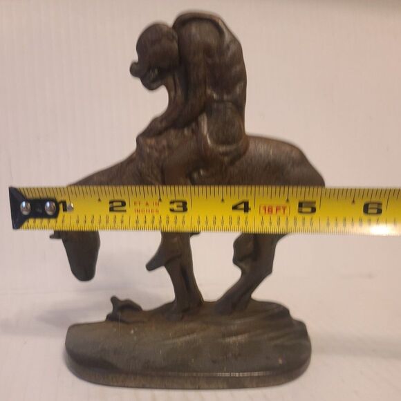 Vintage Cast Iron The Last Trail Bookends Marked 1930 Connecticut‎ Foundry  #902 - Picture 12 of 12